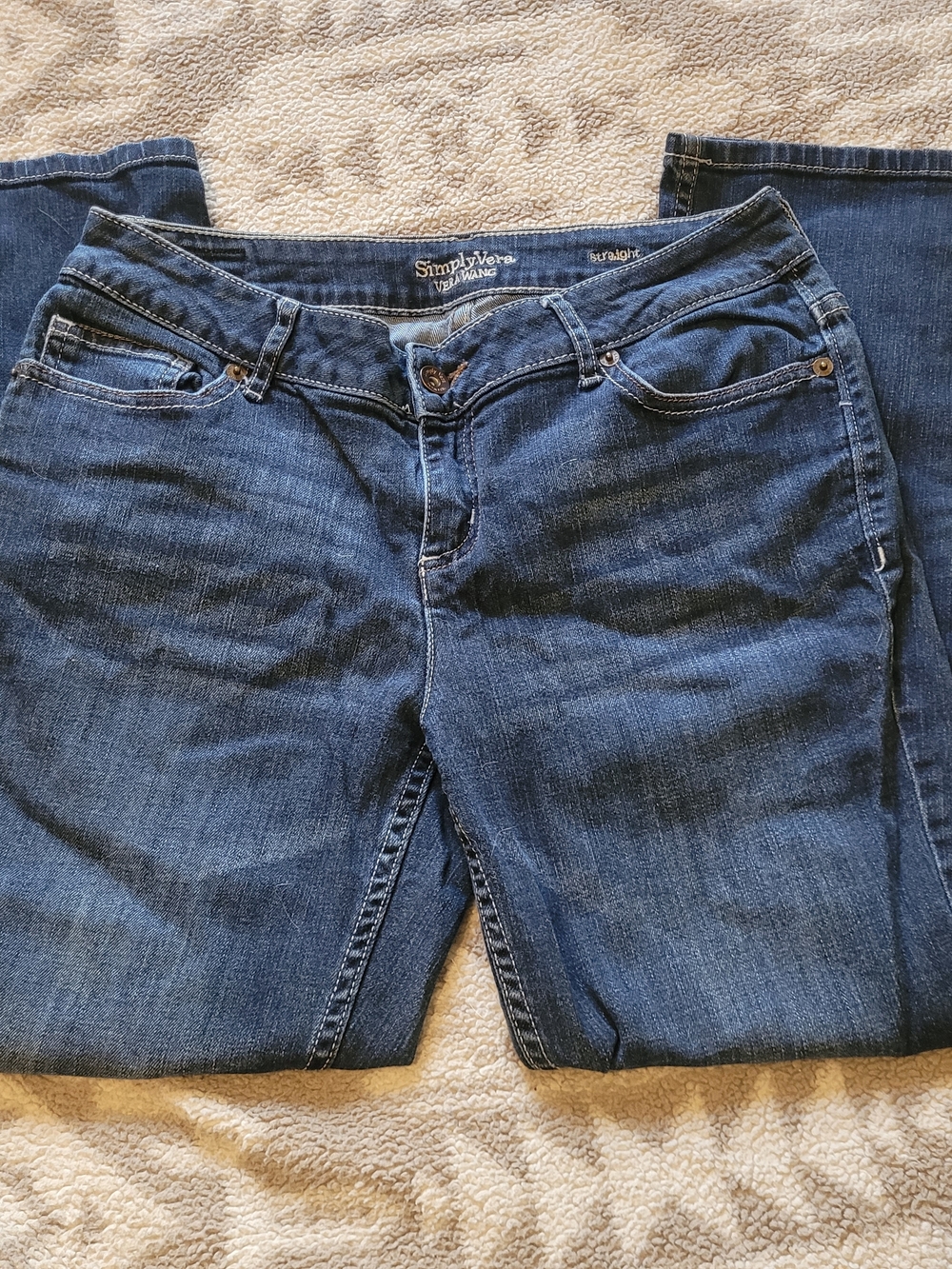 Simply Vera Vera Wang Women's Dark Blue Straight-Leg Jeans